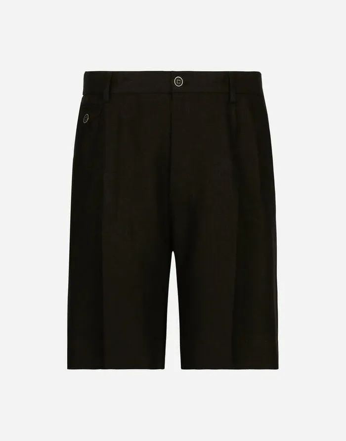 Dolce and Gabbana Trousers And Shorts Men Linen Shorts Black