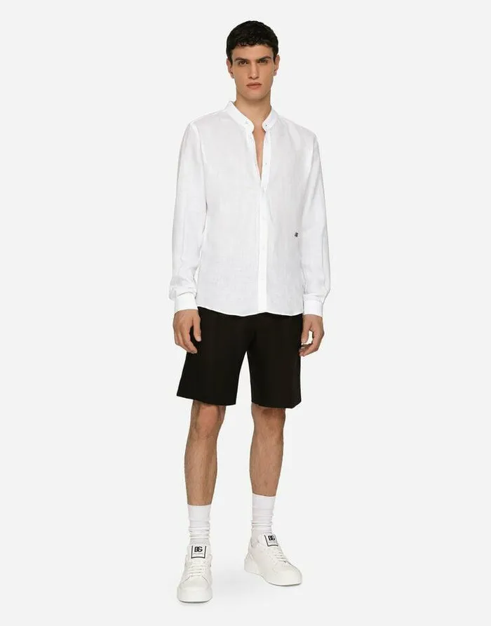 Dolce and Gabbana Trousers And Shorts Men Linen Shorts Black Dolce and Gabbana Trousers And Shorts Men Linen Shorts Black