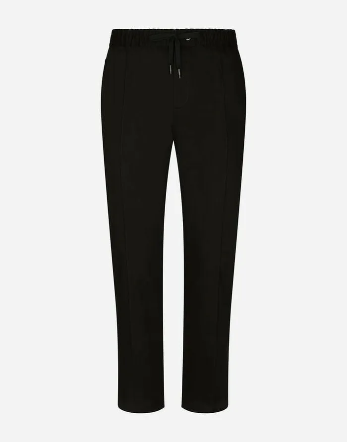 Dolce and Gabbana Trousers And Shorts Men Stretch Cotton Jogging Pants With Plate Black Dolce and Gabbana Trousers And Shorts Men Stretch Cotton Jogging Pants With Plate Black