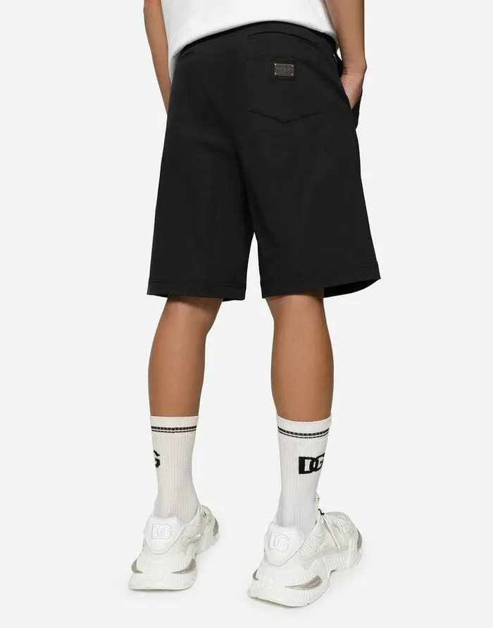 Dolce and Gabbana Trousers And Shorts Men Stretch Cotton Shorts With Branded Tag Blue Dolce and Gabbana Trousers And Shorts Men Stretch Cotton Shorts With Branded Tag Blue