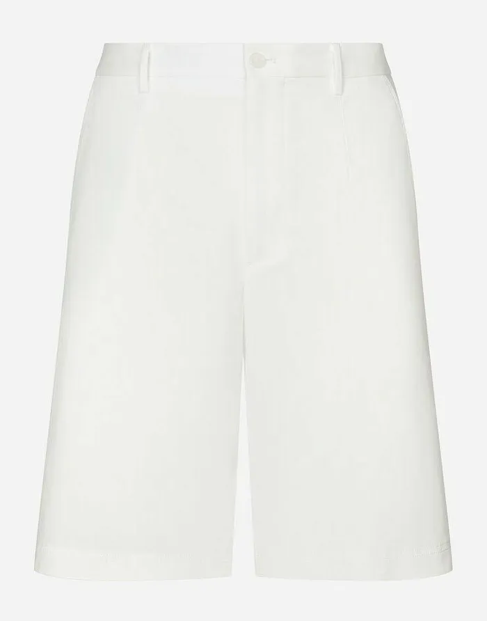 Dolce and Gabbana Trousers And Shorts Men Stretch Cotton Shorts With Branded Tag White Dolce and Gabbana Trousers And Shorts Men Stretch Cotton Shorts With Branded Tag White