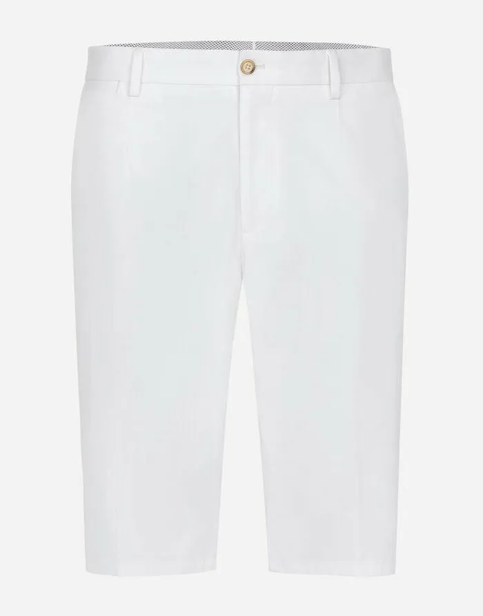 Dolce and Gabbana Trousers And Shorts Men Stretch Cotton Shorts With DG Patch White Dolce and Gabbana Trousers And Shorts Men Stretch Cotton Shorts With DG Patch White