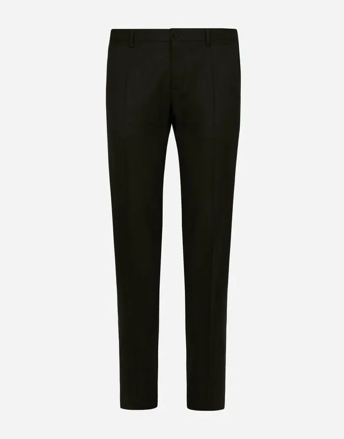 Dolce and Gabbana Trousers And Shorts Men Stretch Wool Pants Black