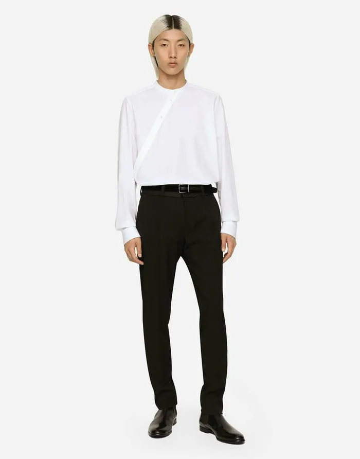 Dolce and Gabbana Trousers And Shorts Men Stretch Wool Pants Black Dolce and Gabbana Trousers And Shorts Men Stretch Wool Pants Black