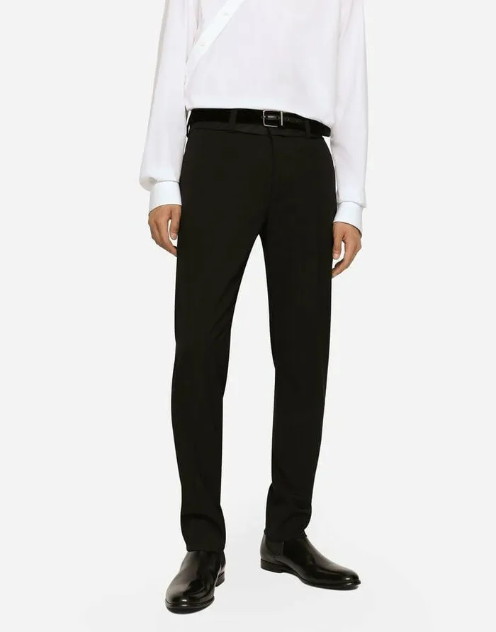 Dolce and Gabbana Trousers And Shorts Men Stretch Wool Pants Black Dolce and Gabbana Trousers And Shorts Men Stretch Wool Pants Black