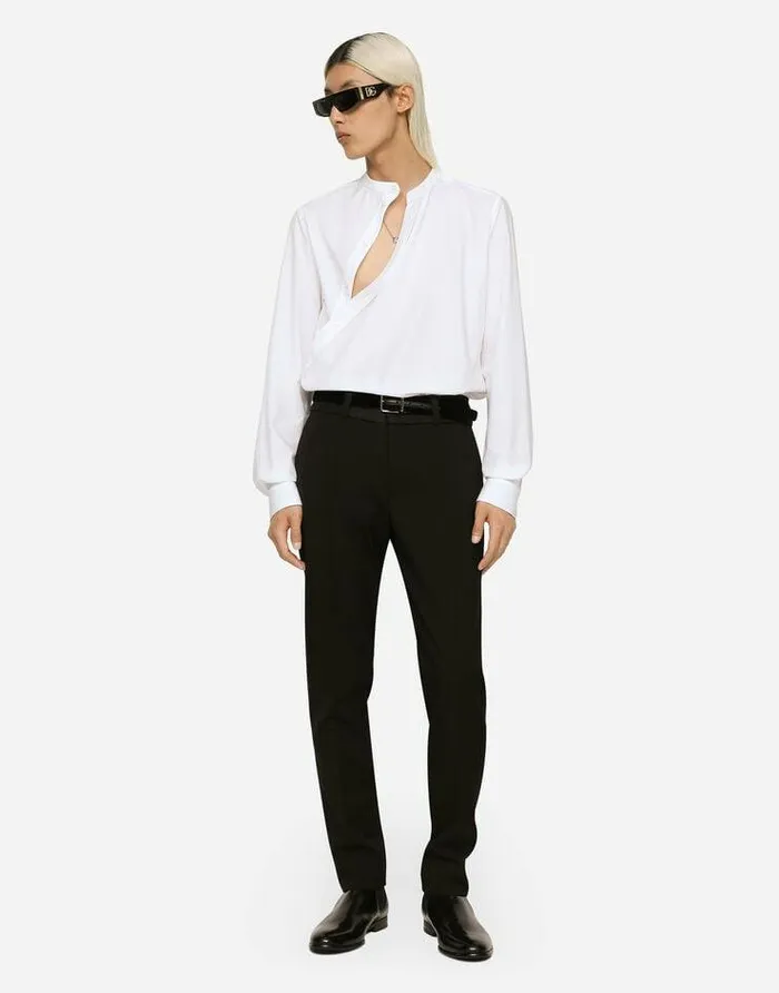 Dolce and Gabbana Trousers And Shorts Men Stretch Wool Pants Black Dolce and Gabbana Trousers And Shorts Men Stretch Wool Pants Black