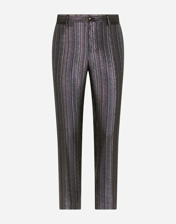 Dolce and Gabbana Trousers And Shorts Men Striped Lurex Jacquard Pants Multicolor Dolce and Gabbana Trousers And Shorts Men Striped Lurex Jacquard Pants Multicolor