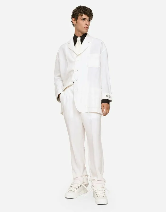 Dolce and Gabbana Trousers And Shorts Men Tailored Linen And Silk Pants White