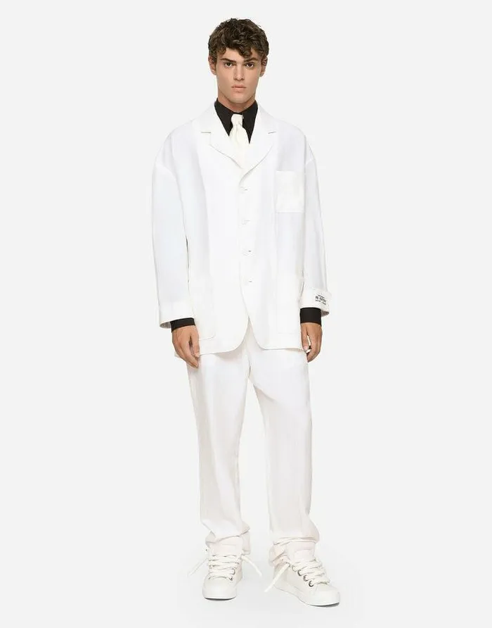 Dolce and Gabbana Trousers And Shorts Men Tailored Linen And Silk Pants White