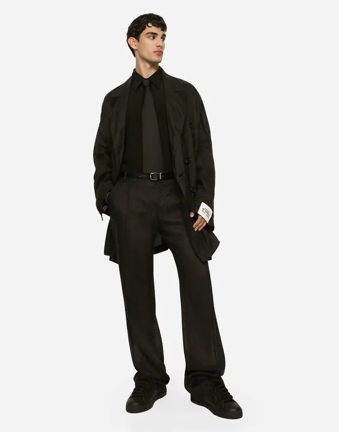 Dolce and Gabbana Trousers And Shorts Men Tailored Straightleg Linen Pants Black Dolce and Gabbana Trousers And Shorts Men Tailored Straightleg Linen Pants Black