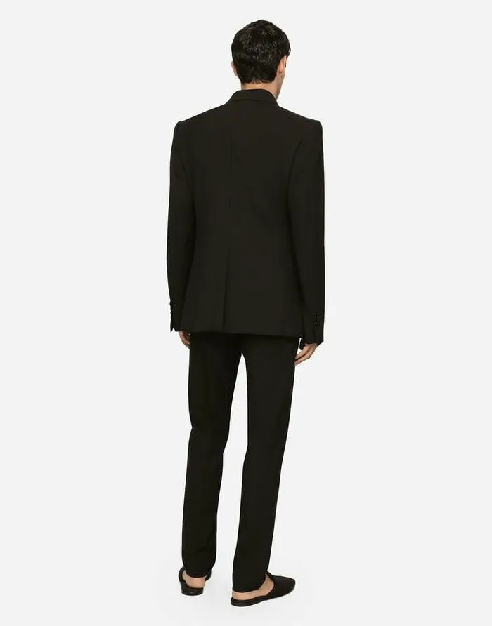 Dolce and Gabbana Trousers And Shorts Men Tailored Stretch Wool Tuxedo Pants Black