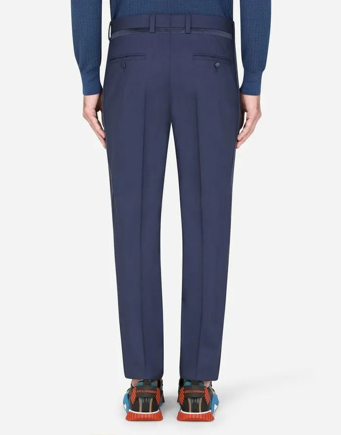 Dolce and Gabbana Trousers And Shorts Men Tuxedo Pants Blue Dolce and Gabbana Trousers And Shorts Men Tuxedo Pants Blue