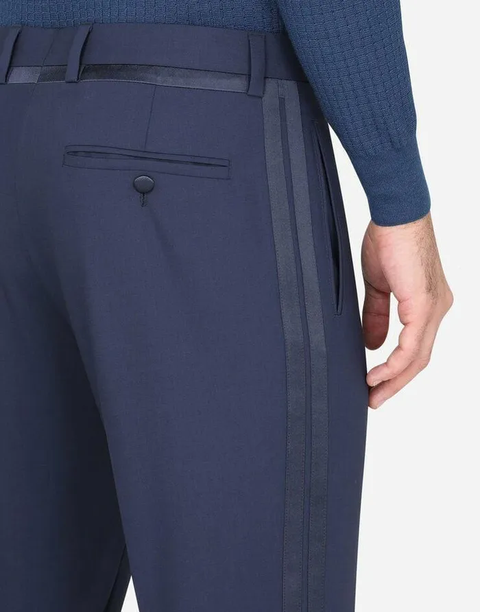 Dolce and Gabbana Trousers And Shorts Men Tuxedo Pants Blue Dolce and Gabbana Trousers And Shorts Men Tuxedo Pants Blue