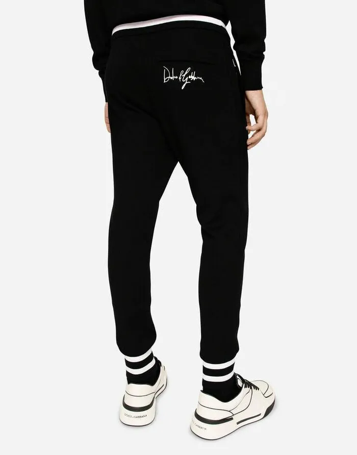 Dolce and Gabbana Trousers And Shorts Men Wool Jogging Pants With Embroidery Multicolor