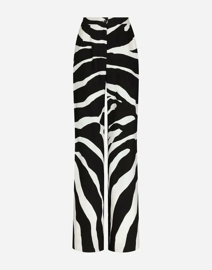 Dolce and Gabbana Trousers And Shorts Women Flared Zebraprint Cady Pants Multicolor Dolce and Gabbana Trousers And Shorts Women Flared Zebraprint Cady Pants Multicolor