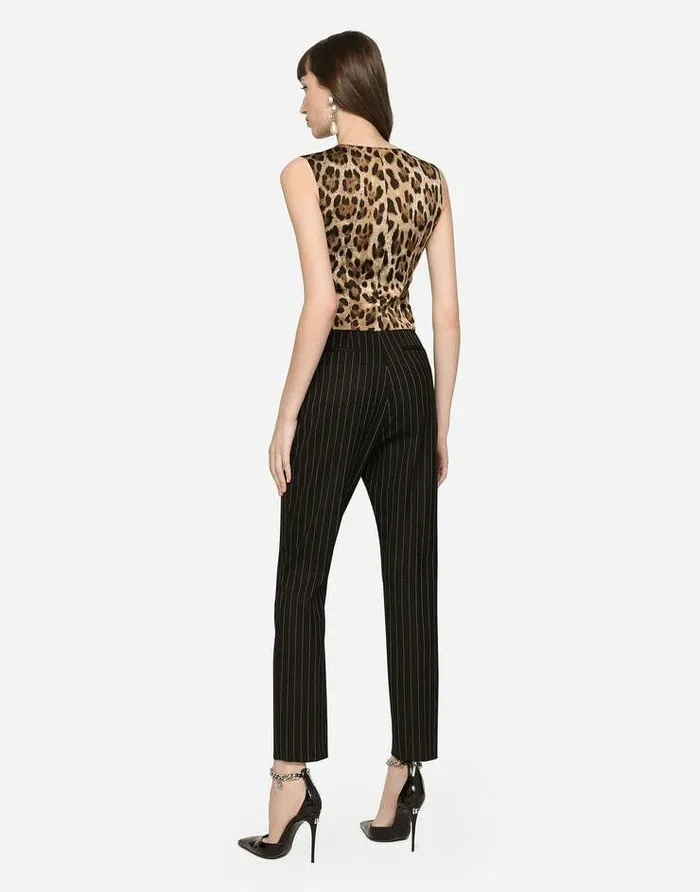 Dolce and Gabbana Trousers And Shorts Women Highwaisted Pinstripe Twill Pants Multicolor