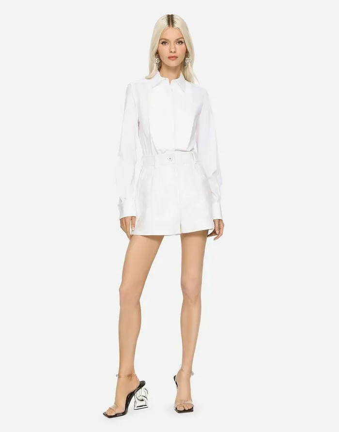 Dolce and Gabbana Trousers And Shorts Women Jacquard Shorts With Allover DG Logo White