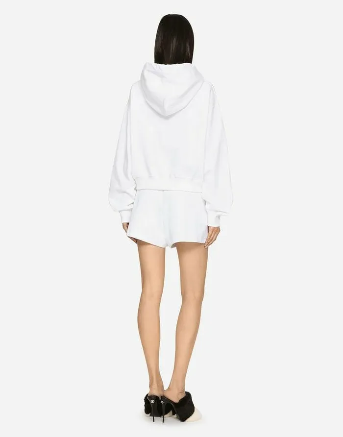 Dolce and Gabbana Trousers And Shorts Women Jersey Shorts With Embossed DG Logo White Dolce and Gabbana Trousers And Shorts Women Jersey Shorts With Embossed DG Logo White