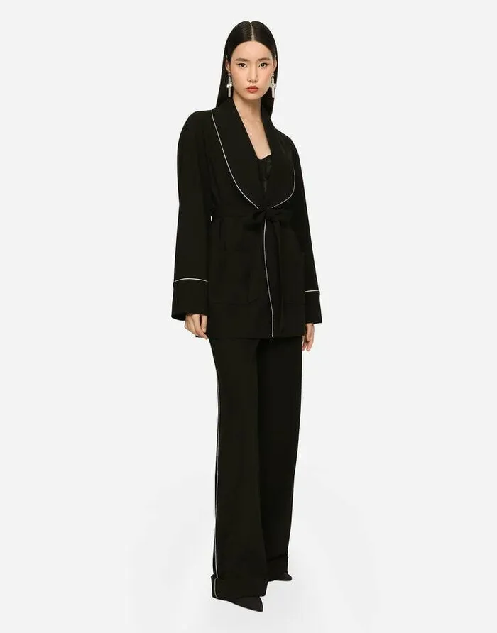 Dolce and Gabbana Trousers And Shorts Women KIM DOLCEandGABBANA Woolen Pajama Pants With Piping Black Dolce and Gabbana Trousers And Shorts Women KIM DOLCEandGABBANA Woolen Pajama Pants With Piping Black