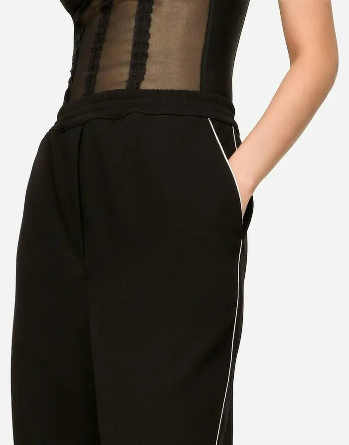 Dolce and Gabbana Trousers And Shorts Women KIM DOLCEandGABBANA Woolen Pajama Pants With Piping Black Dolce and Gabbana Trousers And Shorts Women KIM DOLCEandGABBANA Woolen Pajama Pants With Piping Black
