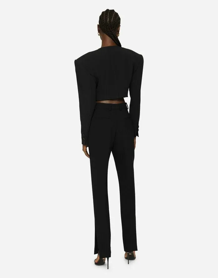Dolce and Gabbana Trousers And Shorts Women Woolen Pants With Slits On The Hem Black Dolce and Gabbana Trousers And Shorts Women Woolen Pants With Slits On The Hem Black