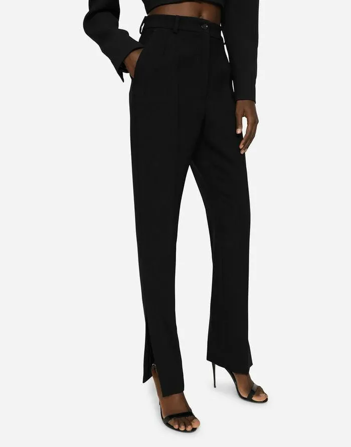 Dolce and Gabbana Trousers And Shorts Women Woolen Pants With Slits On The Hem Black Dolce and Gabbana Trousers And Shorts Women Woolen Pants With Slits On The Hem Black