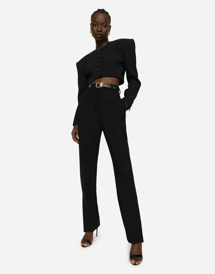 Dolce and Gabbana Trousers And Shorts Women Woolen Pants With Slits On The Hem Black Dolce and Gabbana Trousers And Shorts Women Woolen Pants With Slits On The Hem Black
