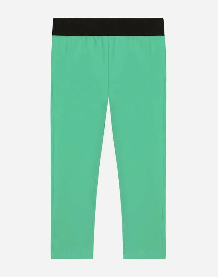 Dolce and Gabbana Trousers And Skirts Children Interlock Leggings With Branded Elastic Green
