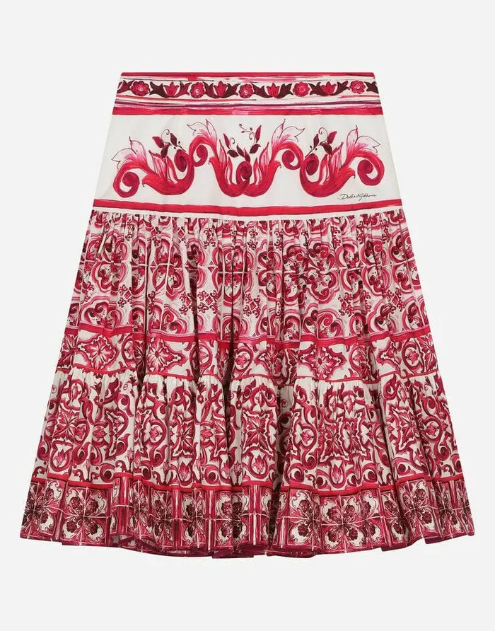 Dolce and Gabbana Trousers And Skirts Children Long Majolicaprint Poplin Skirt Multicolor Dolce and Gabbana Trousers And Skirts Children Long Majolicaprint Poplin Skirt Multicolor