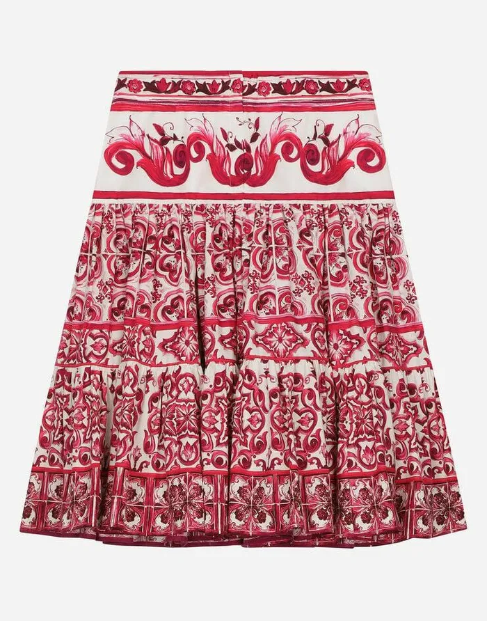 Dolce and Gabbana Trousers And Skirts Children Long Majolicaprint Poplin Skirt Multicolor Dolce and Gabbana Trousers And Skirts Children Long Majolicaprint Poplin Skirt Multicolor