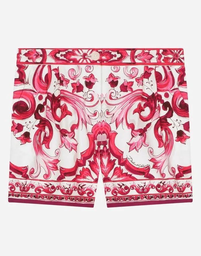 Dolce and Gabbana Trousers And Skirts Children Majolicaprint Poplin Shorts Multicolor Dolce and Gabbana Trousers And Skirts Children Majolicaprint Poplin Shorts Multicolor