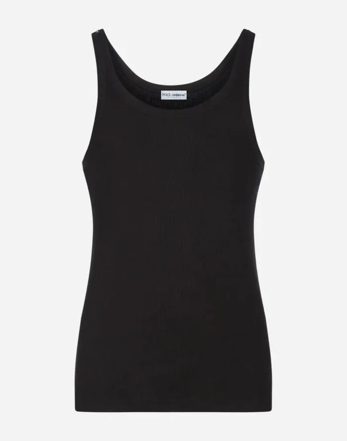 Dolce and Gabbana Underwear And Loungewear Men Tank Top In Ribbed Cotton Black Dolce and Gabbana Underwear And Loungewear Men Tank Top In Ribbed Cotton Black