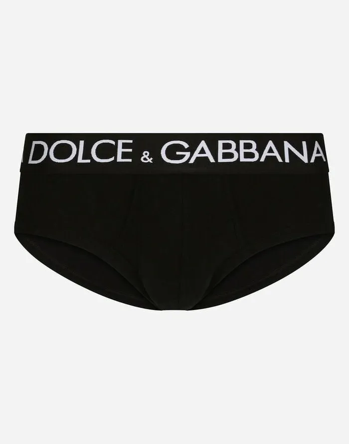 Dolce and Gabbana Underwear And Loungewear Men Twopack Cotton Jersey Brando Briefs Black Dolce and Gabbana Underwear And Loungewear Men Twopack Cotton Jersey Brando Briefs Black