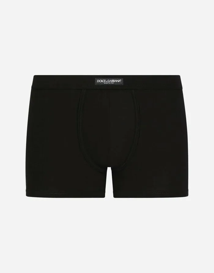 Dolce and Gabbana Underwear And Loungewear Men Twoway Stretch Jersey Boxers With Logo Label Black Dolce and Gabbana Underwear And Loungewear Men Twoway Stretch Jersey Boxers With Logo Label Black