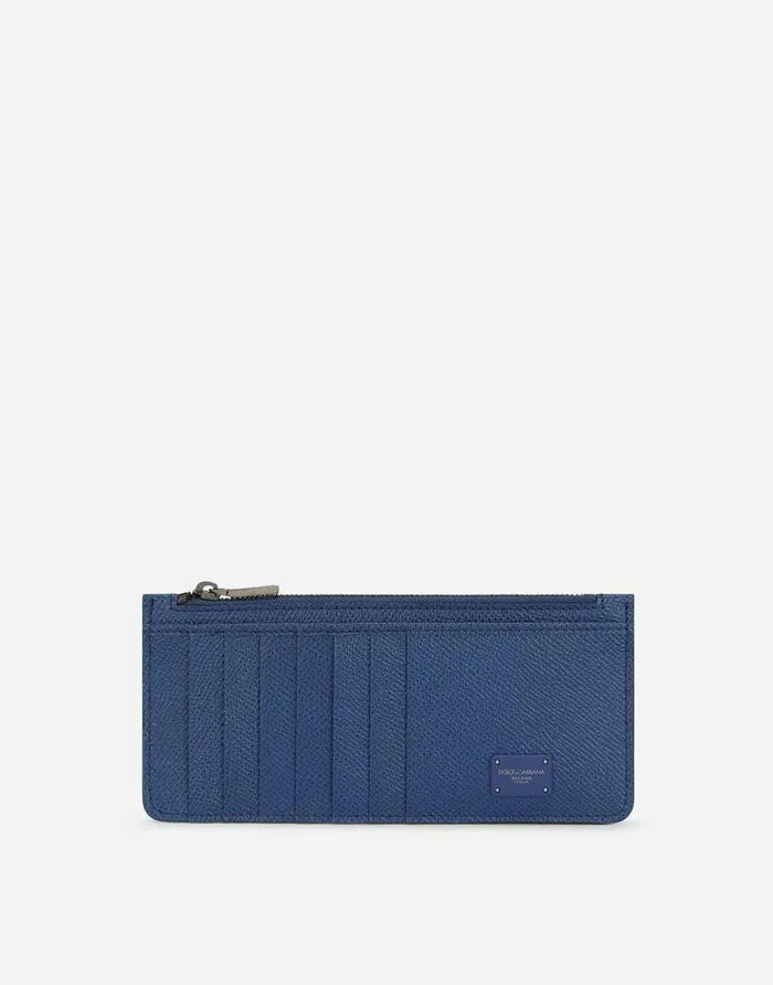 Dolce and Gabbana Wallets And Small Leather Goods Men Calfskin Card Holder With Zipper Blue Dolce and Gabbana Wallets And Small Leather Goods Men Calfskin Card Holder With Zipper Blue
