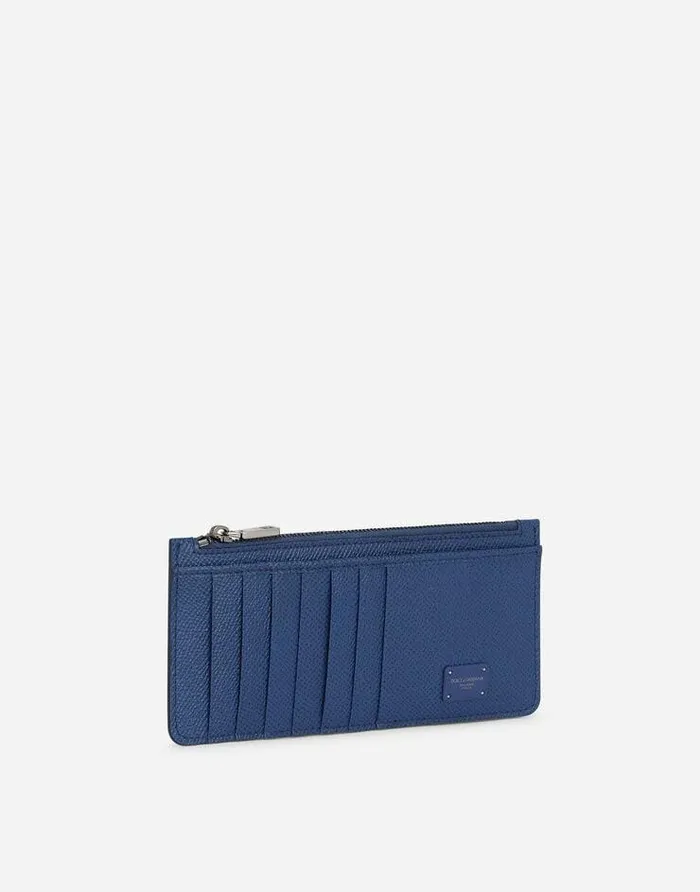 Dolce and Gabbana Wallets And Small Leather Goods Men Calfskin Card Holder With Zipper Blue Dolce and Gabbana Wallets And Small Leather Goods Men Calfskin Card Holder With Zipper Blue