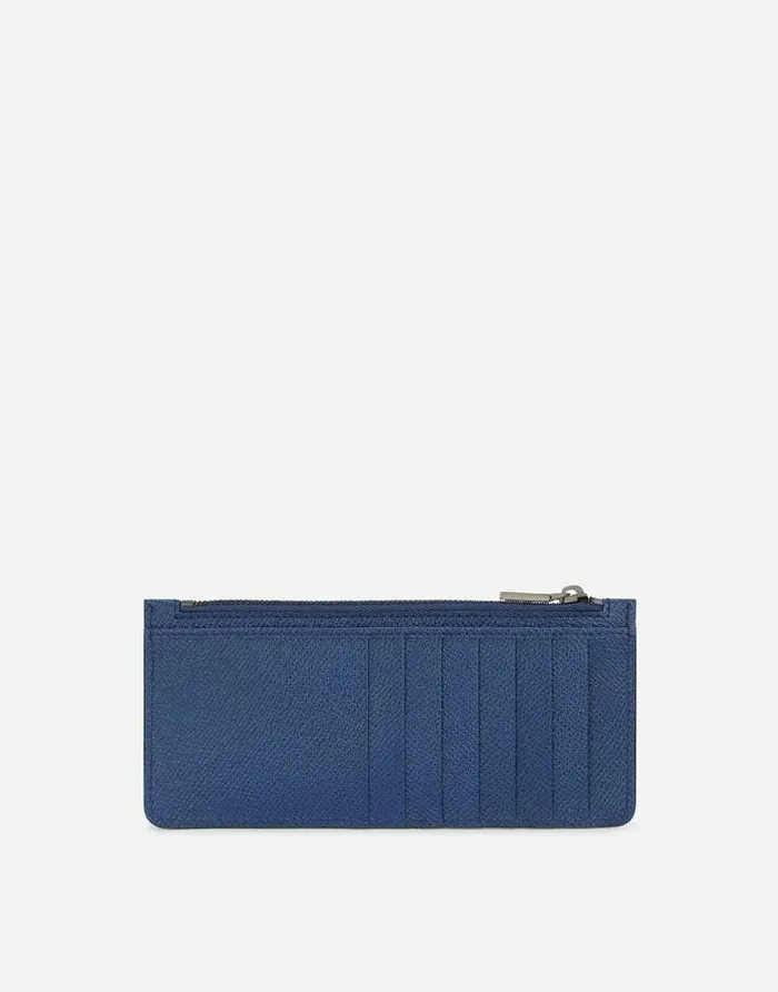 Dolce and Gabbana Wallets And Small Leather Goods Men Calfskin Card Holder With Zipper Blue Dolce and Gabbana Wallets And Small Leather Goods Men Calfskin Card Holder With Zipper Blue