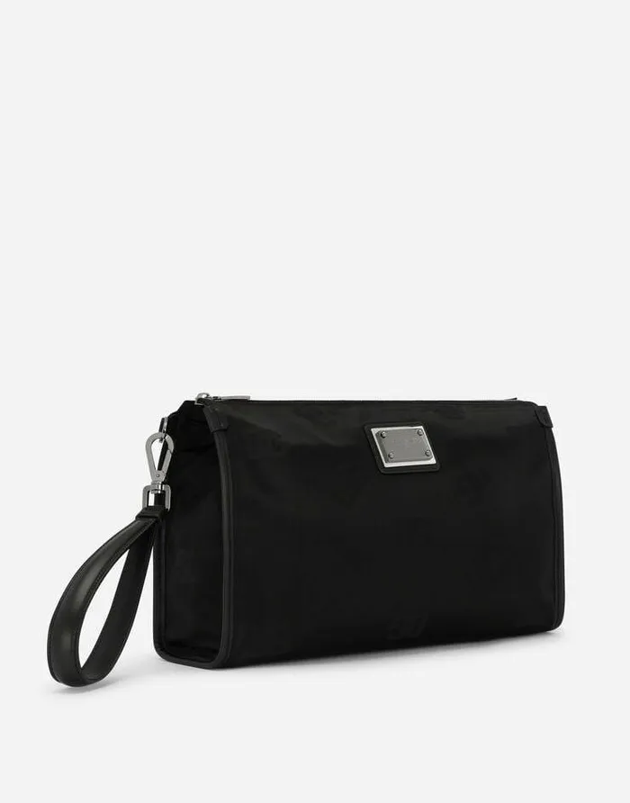 Dolce and Gabbana Wallets And Small Leather Goods Men Nylon Pouch With Logo Black