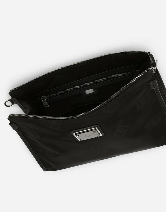 Dolce and Gabbana Wallets And Small Leather Goods Men Nylon Pouch With Logo Black
