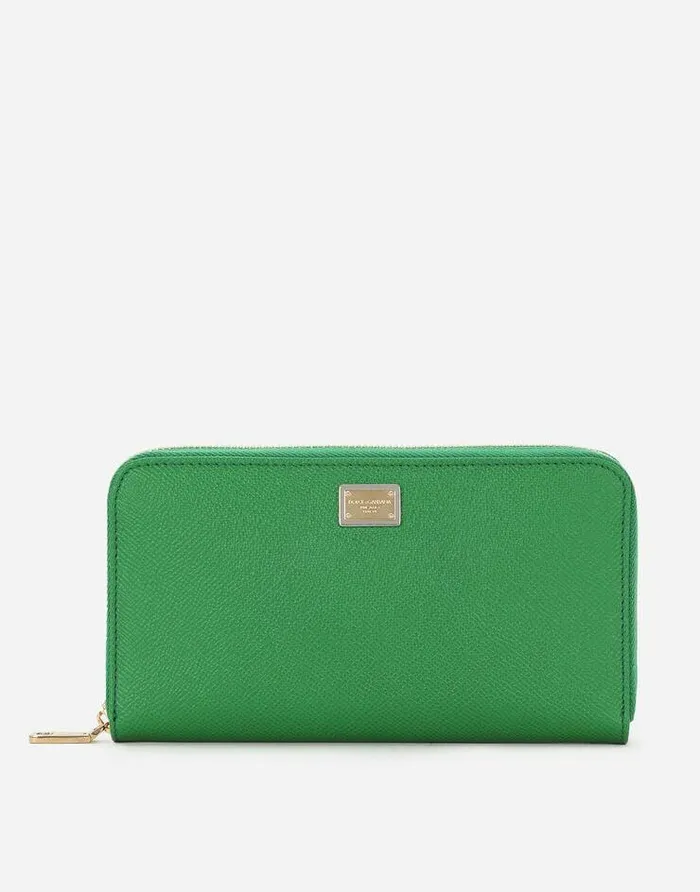 Dolce and Gabbana Wallets And Small Leather Goods Women Dauphine Calfskin Ziparound Wallet With Branded Tag Green Dolce and Gabbana Wallets And Small Leather Goods Women Dauphine Calfskin Ziparound Wallet With Branded Tag Green