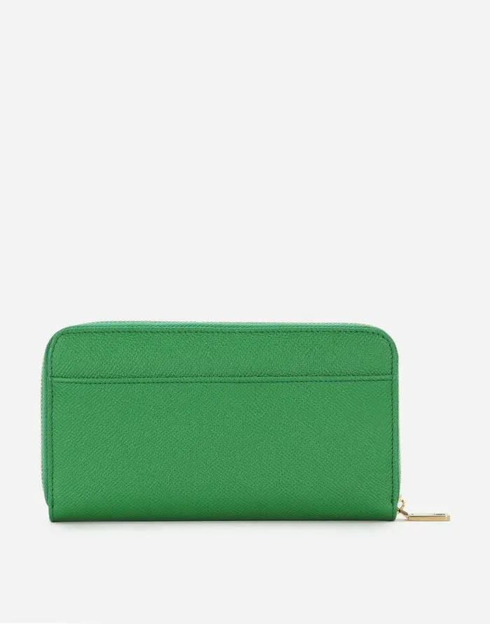 Dolce and Gabbana Wallets And Small Leather Goods Women Dauphine Calfskin Ziparound Wallet With Branded Tag Green