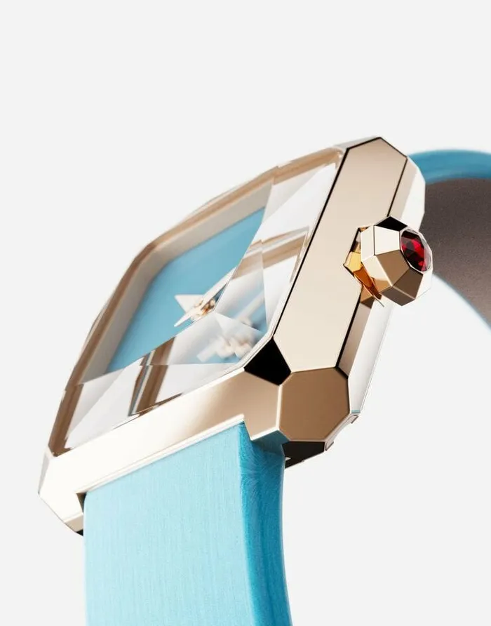 Dolce and Gabbana WatchesandStraps Women Gold Watch With Silk Strap Light Blue Dolce and Gabbana WatchesandStraps Women Gold Watch With Silk Strap Light Blue