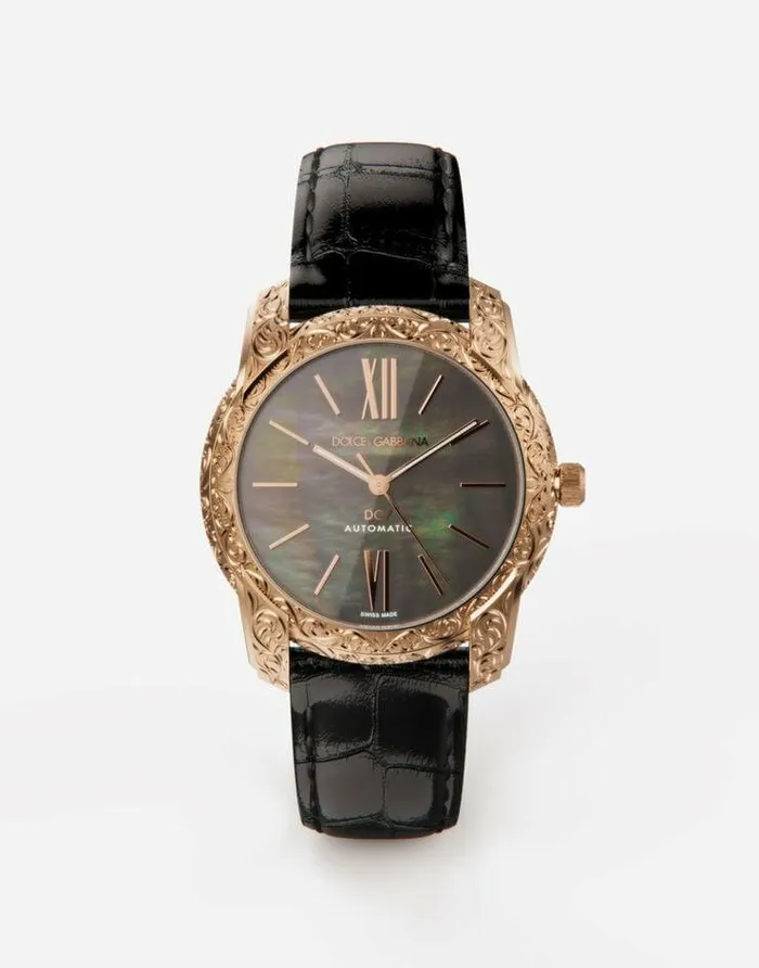 Dolce and Gabbana Watches Men Gold And Motherofpearl Watch Black