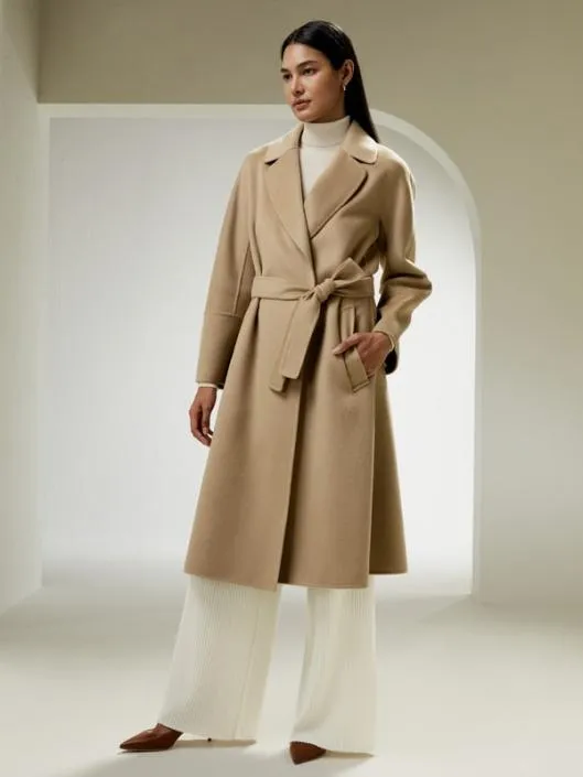 Doublefaced Woolblend Robe Coat Women Lilysilk Knitwear