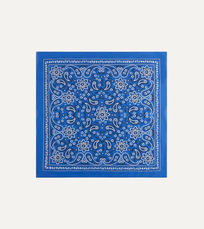 Drake039s Blue Paisley Print Cotton Bandana 8211 Accessories