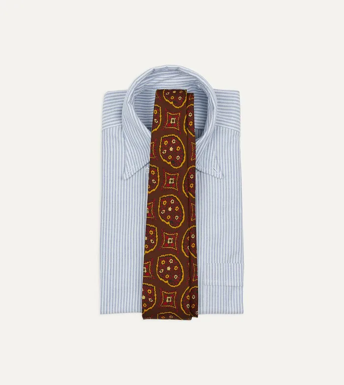 Drake039s Brown Exploded Paisley Print Silk Self Tipped Tie 8211 Ties