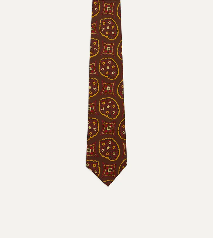 Drake039s Brown Exploded Paisley Print Silk Self Tipped Tie 8211 Ties