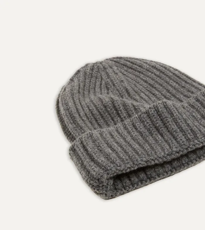 Drake039s Charcoal Cashmere Ribbed Knit Cap 8211 Accessories