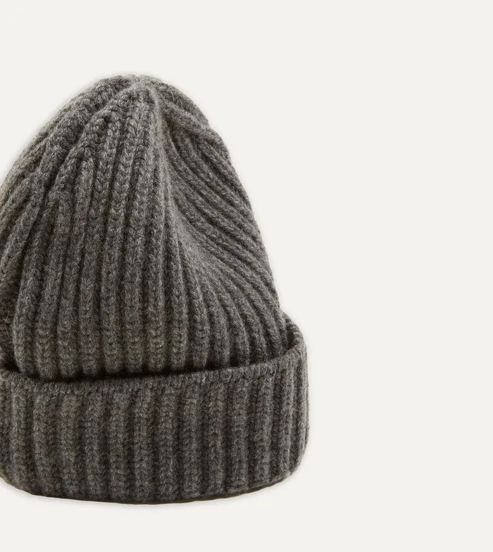 Drake039s Charcoal Cashmere Ribbed Knit Cap 8211 Accessories