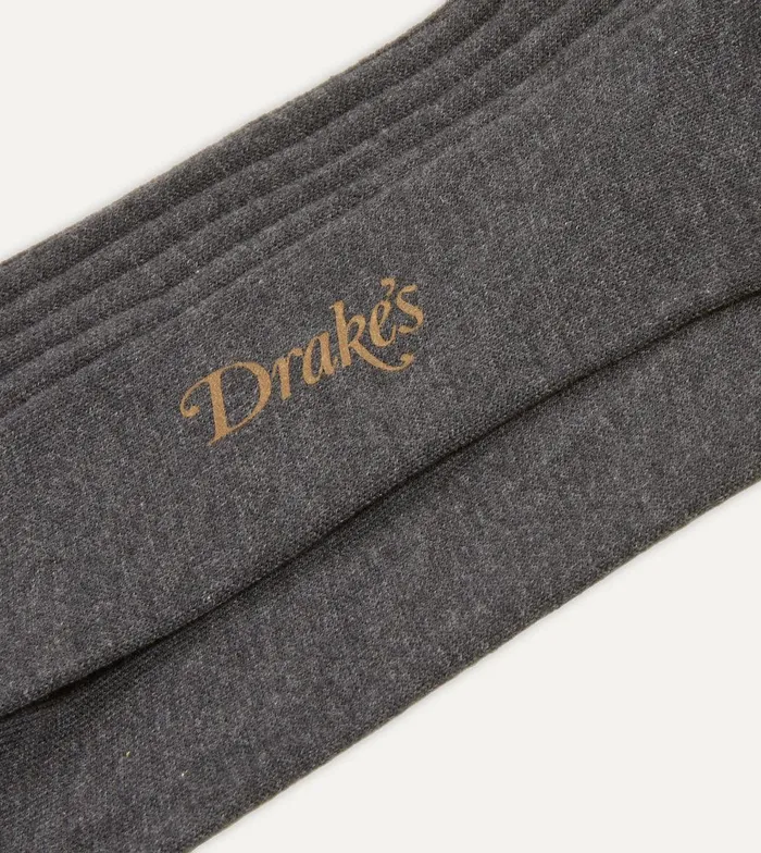 Drake039s Charcoal Cotton OvertheCalf Socks 8211 Accessories